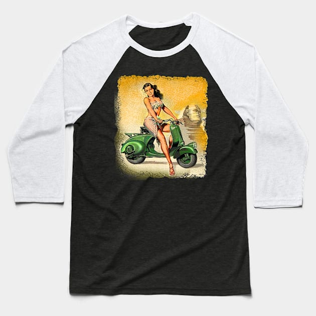 Vespa Sphynx Baseball T-Shirt by Midcenturydave